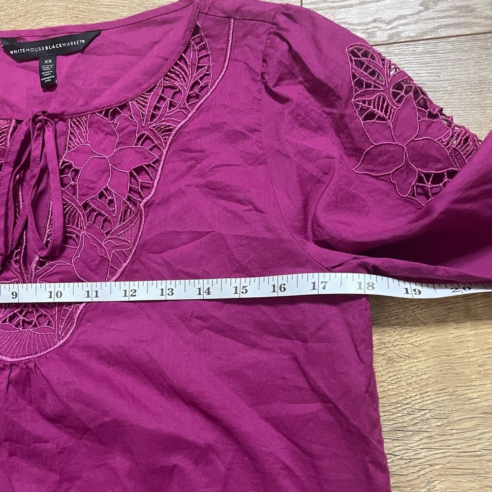 White House Black Market
Dark Pink Floral Cutout Blouse
Tunic. Size XSmall - Picture 12 of 15